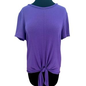 Charlotte Avery Purple Tie Front Knit Top Size Large XL